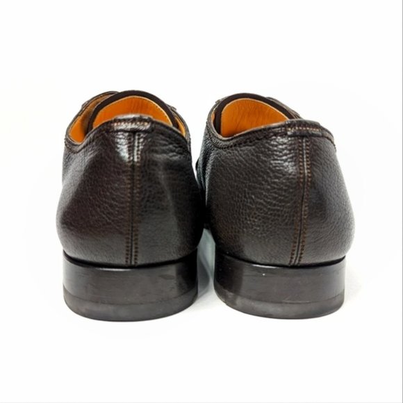Bally Dark Rich Brown Saele Grained Texture Leather Derby Shoes size 9.5D main image 7